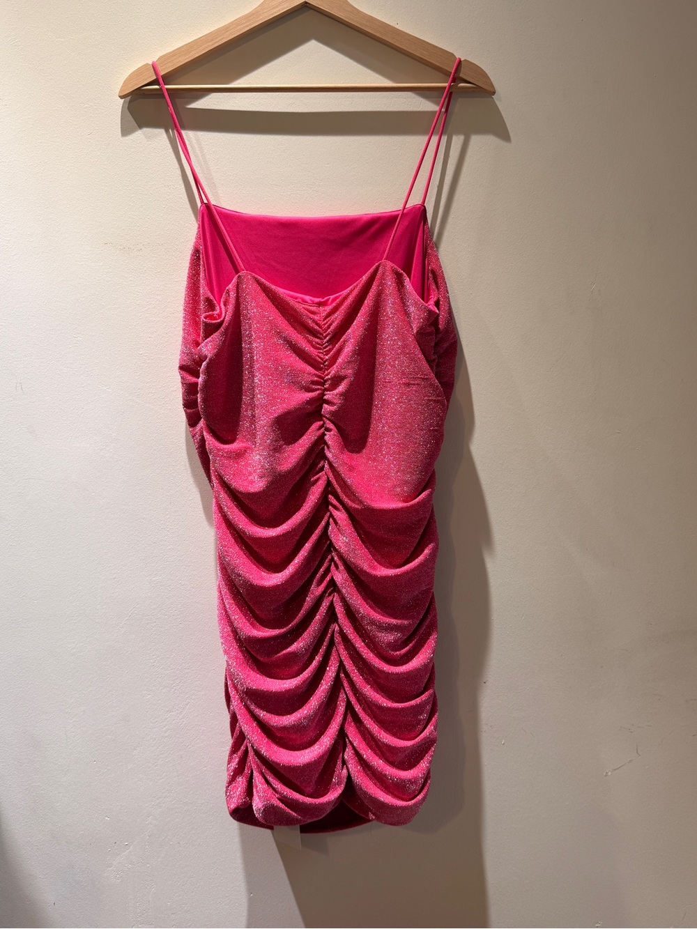 Sparkle Ruched Mini Dress - Pink - Picture 4 of 5